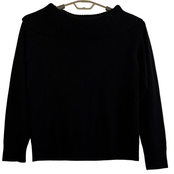 Jones New York Signature Black Cashmere Sweater XL cowl neck minimalist - Picture 1 of 8